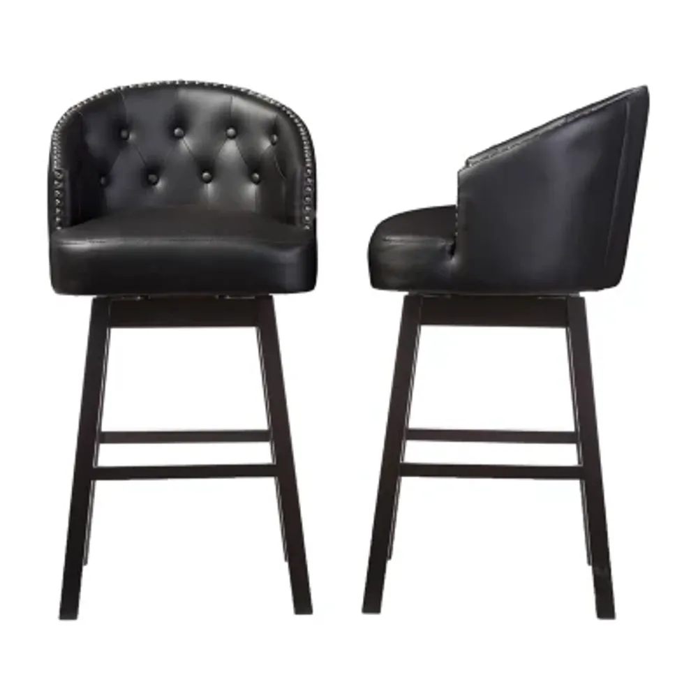 Avril 2-pc. Counter Height Upholstered Tufted Swivel Bar Stool