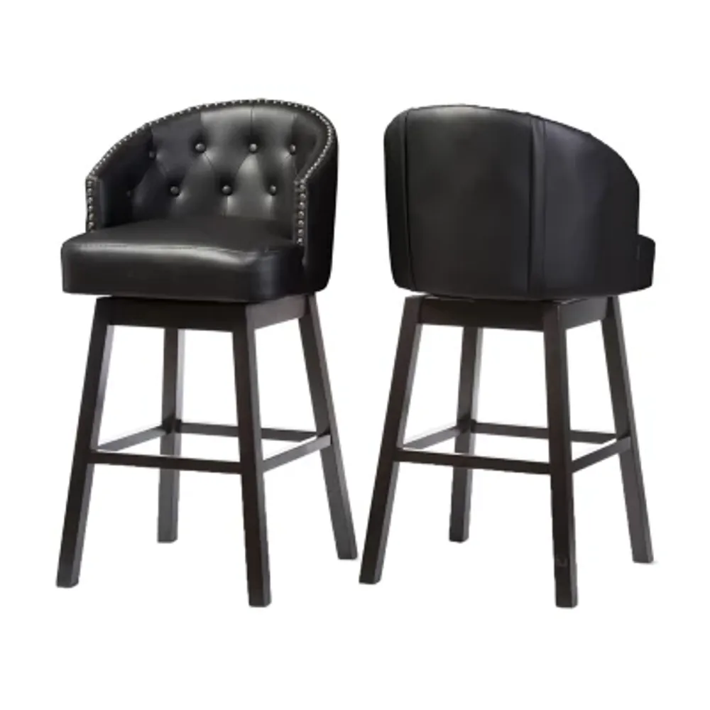 Avril 2-pc. Counter Height Upholstered Tufted Swivel Bar Stool