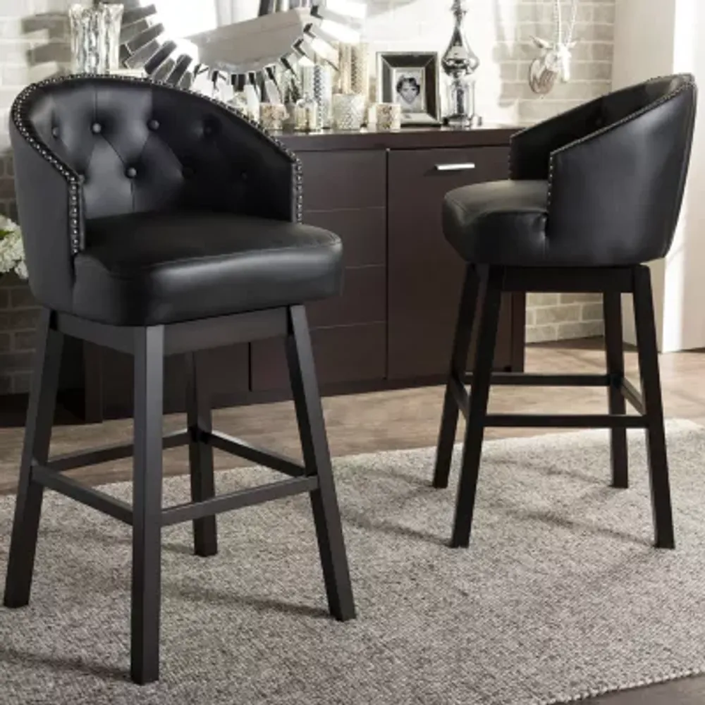 Avril 2-pc. Counter Height Upholstered Tufted Swivel Bar Stool