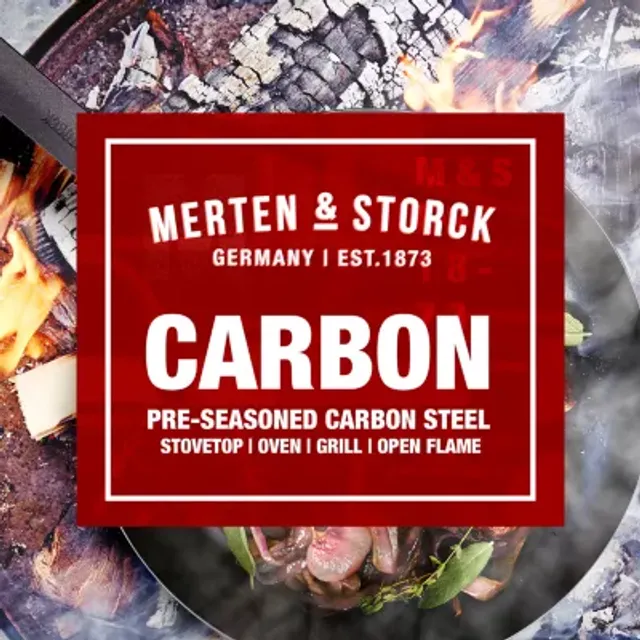 Merten & Storck Pre-Seasoned Carbon Steel Pro Induction 12 Frying Pan  Skillet, Oven Safe, Stainless Steel Handle, Black