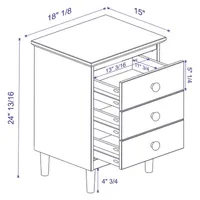 Modern 3 Drawer Solid Wood Nightstand