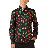 Opposuits Big Boys Christmas Spread Collar Long Sleeve Dress Shirt