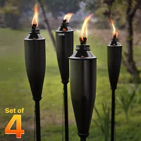 Deco Window Set Of 4 60" Outdoor 4-In-1 Convertible Backyard Patio Deck Table Top & Ground Installation Torch