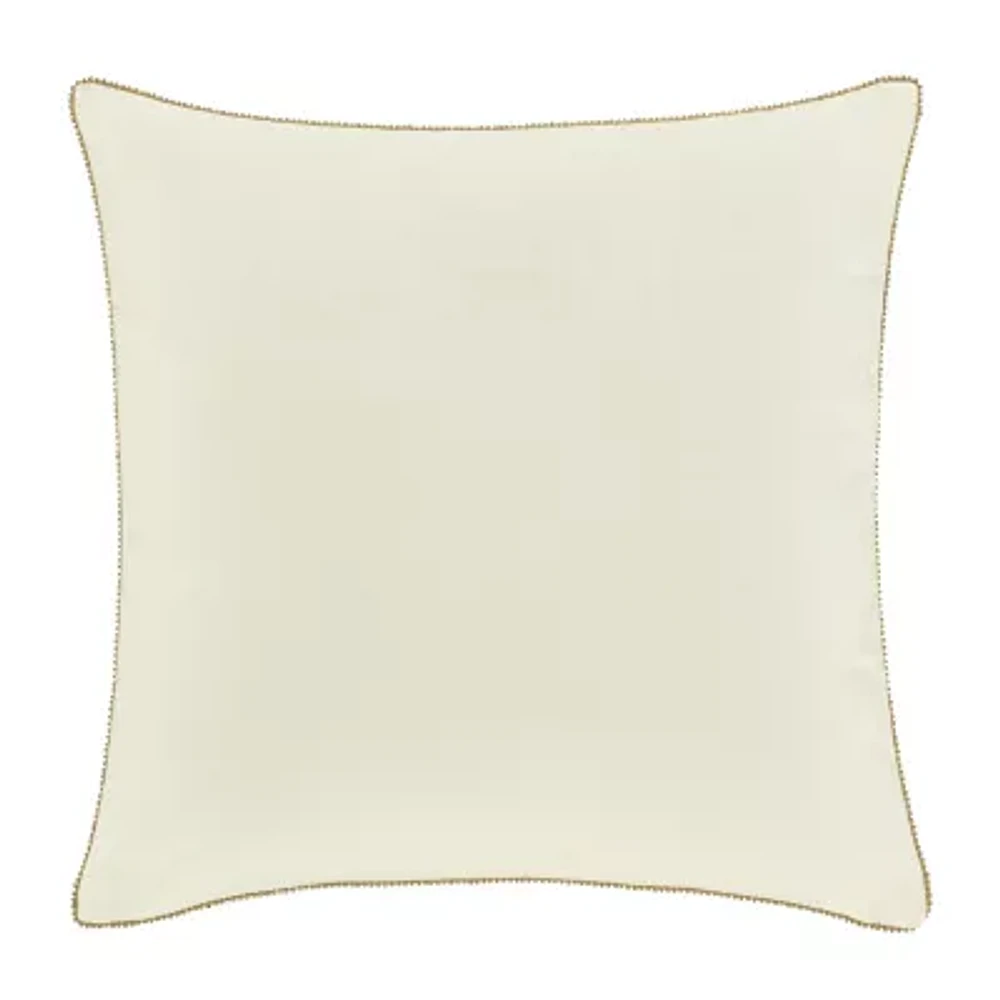 Queen Street Nicolas Winter White Embellished Square Throw Pillow