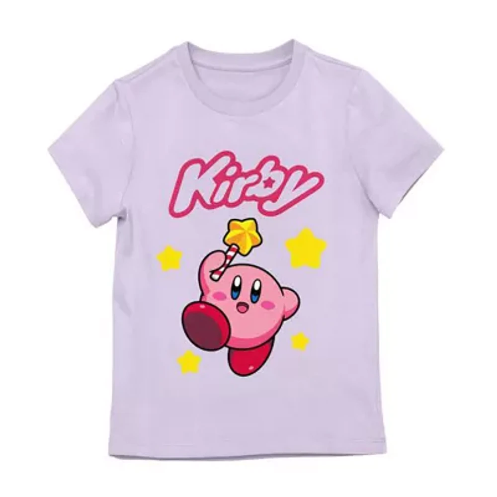 Little & Big Girls Kirby Round Neck Short Sleeve Nintendo Graphic T-Shirt