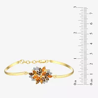 Genuine Yellow Citrine 18K Gold Over Silver Flower Bangle Bracelet