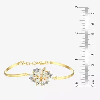 Lab Created White Opal 18K Gold Over Silver Bangle Bracelet