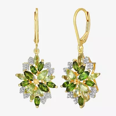 Genuine Green Peridot 18K Gold Over Silver Drop Earrings