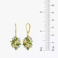 Genuine Green Peridot 18K Gold Over Silver Drop Earrings