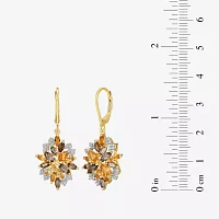 Yellow Citrine 18K Gold Over Silver Flower Drop Earrings