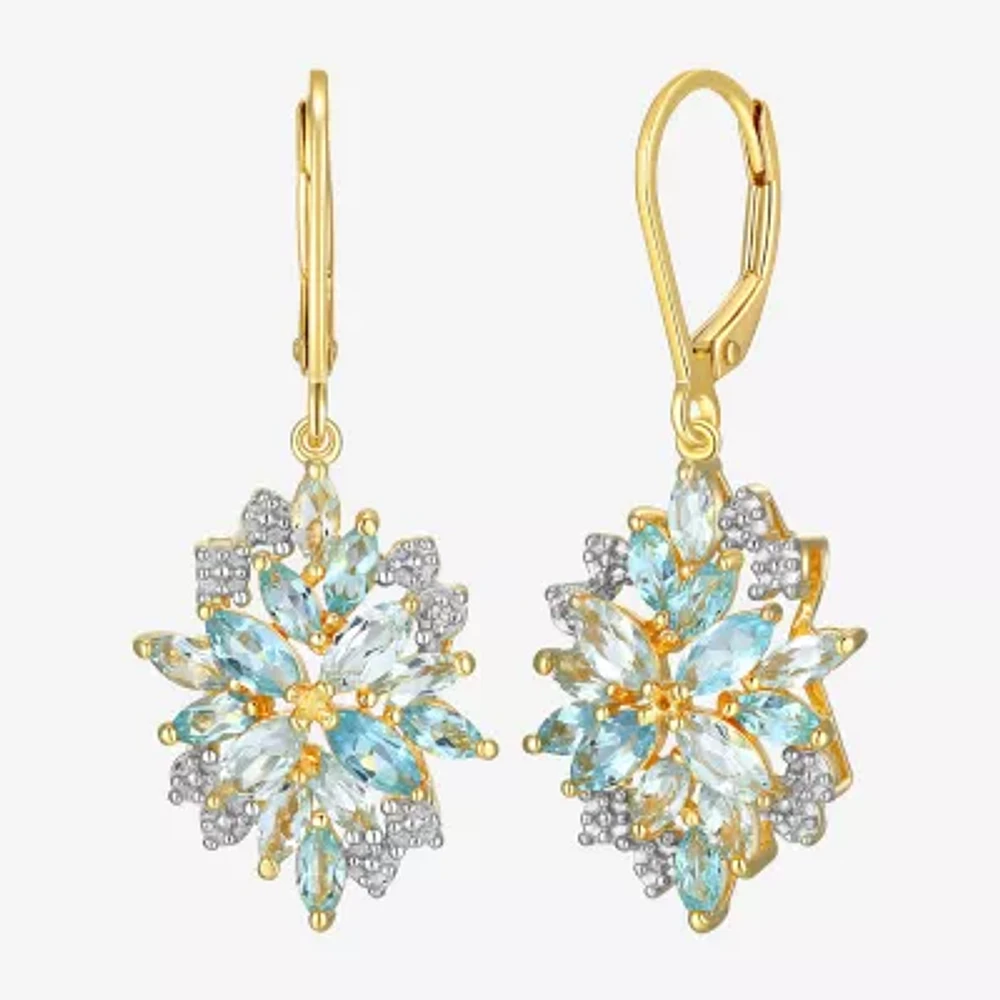 Genuine Blue Topaz 18K Gold Over Silver Drop Earrings