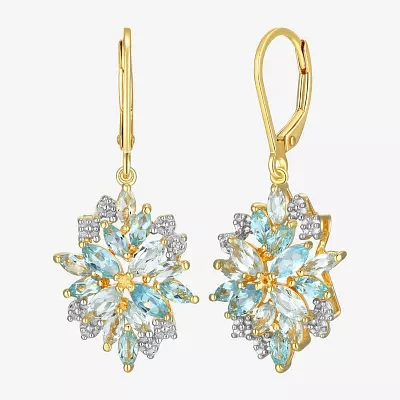 Genuine Blue Topaz 18K Gold Over Silver Drop Earrings