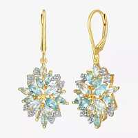Genuine Blue Topaz 18K Gold Over Silver Drop Earrings