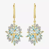 Genuine Blue Topaz 18K Gold Over Silver Drop Earrings