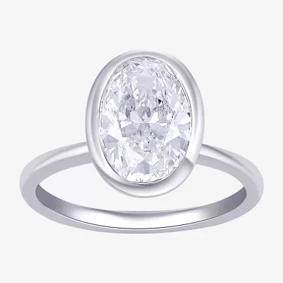 F / Si1) Womens 3 CT. Lab Grown White Diamond 10K Gold Oval Solitaire Engagement Ring