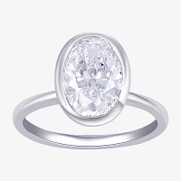 (F / Si1) Womens 3 CT. Lab Grown White Diamond 10K Gold Oval Solitaire Engagement Ring