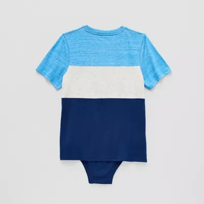 Thereabouts Little & Big Boys Adaptive Crew Neck Short Sleeve Bodysuit