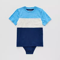 Thereabouts Little & Big Boys Adaptive Crew Neck Short Sleeve Bodysuit