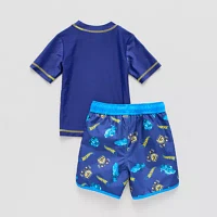 Toddler Boys Hot Wheels Rash Guard Set