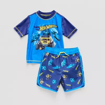 Toddler Boys Hot Wheels Rash Guard Set