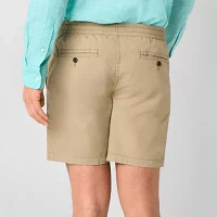 St. John's Bay Poplin 8" Mens Drawstring Waist Stretch Fabric Deck Short