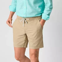 St. John's Bay Poplin 8" Mens Drawstring Waist Stretch Fabric Deck Short