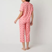 Liz Claiborne Womens 2-pc. Short Sleeve Capri Pajama Set