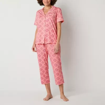 Liz Claiborne Womens 2-pc. Short Sleeve Capri Pajama Set