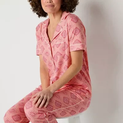 Liz Claiborne Womens 2-pc. Short Sleeve Capri Pajama Set