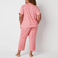 Liz Claiborne Womens Plus 2-pc. Short Sleeve Capri Pajama Set
