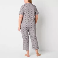 Liz Claiborne Womens Plus 2-pc. Short Sleeve Capri Pajama Set