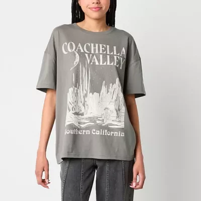 Juniors Coachella Valley Oversized Tee Womens Crew Neck Short Sleeve Graphic T-Shirt