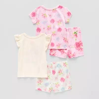 Dots & Dreams Girls Round Neck Short Sleeve 4-pc. Pajama Sets