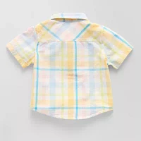 Okie Dokie Baby Boys Short Sleeve Button-Down Shirt