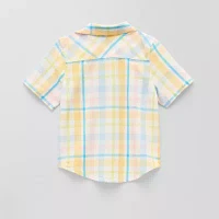 Okie Dokie Toddler Boys Adaptive Short Sleeve Button-Down Shirt