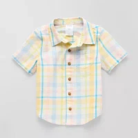 Okie Dokie Toddler Boys Adaptive Short Sleeve Button-Down Shirt