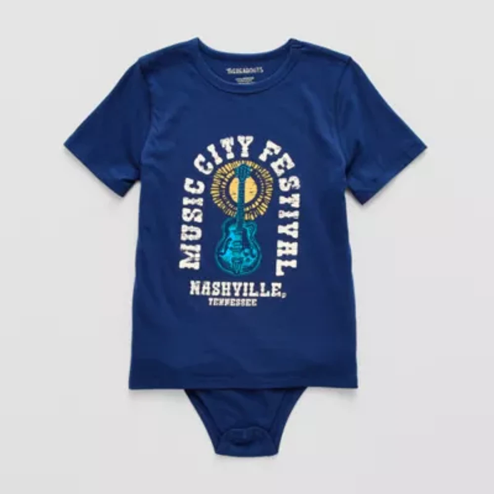 Thereabouts Little & Big Boys Adaptive Crew Neck Short Sleeve Bodysuit