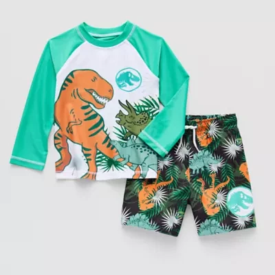 Toddler Boys Jurassic World Rash Guard Set