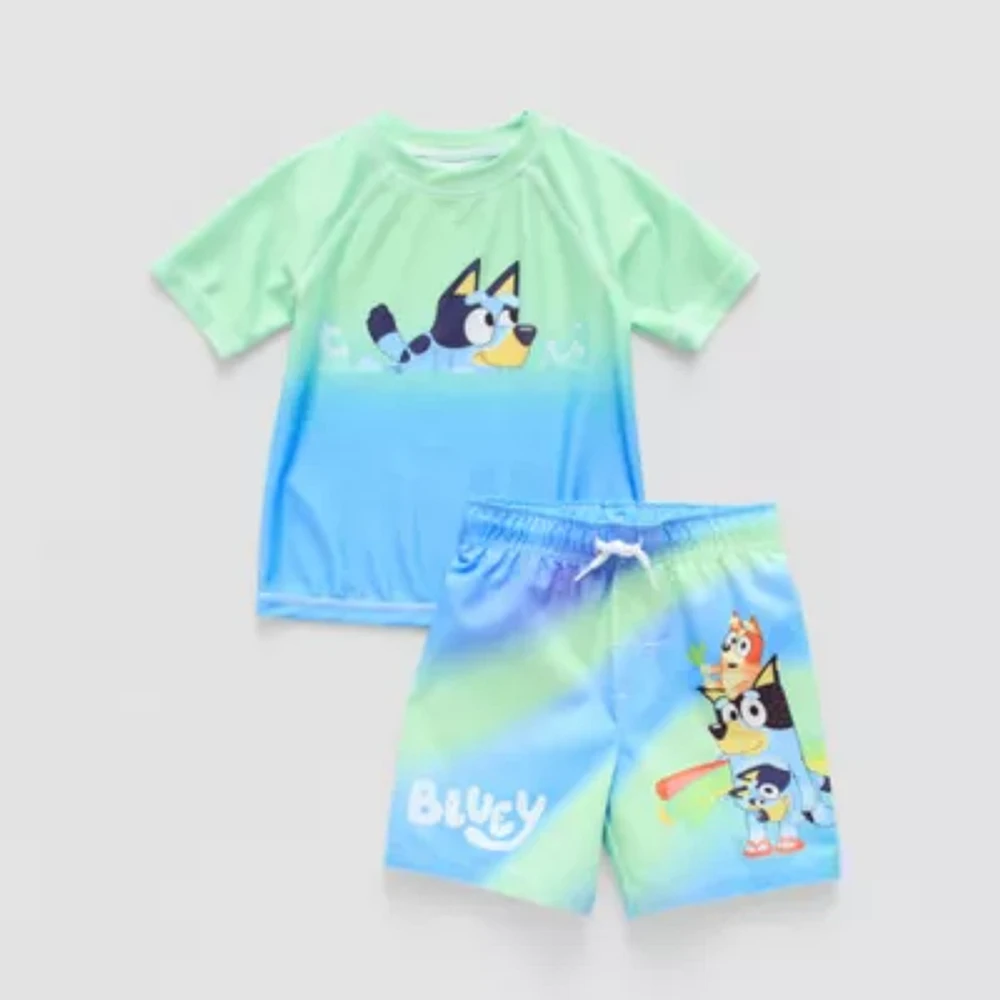 Toddler Boys Bluey Rash Guard Set