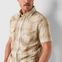 Frye and Co. Mens Regular Fit Short Sleeve Plaid Button-Down Shirt