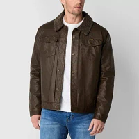 Wrangler Mens Faux Leather Midweight Field Jacket