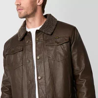 Wrangler Mens Faux Leather Midweight Field Jacket