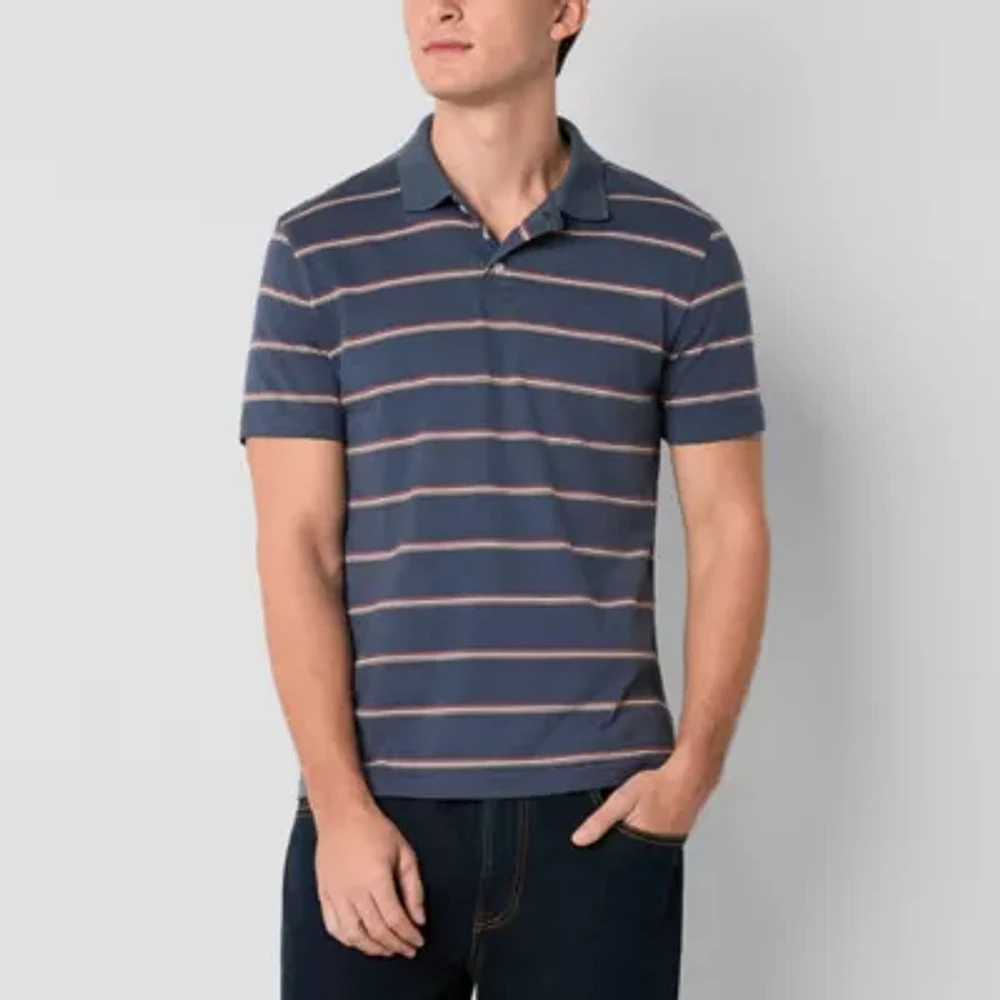 Arizona Mens Short Sleeve Striped Polo Shirt