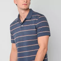 Arizona Mens Short Sleeve Striped Polo Shirt