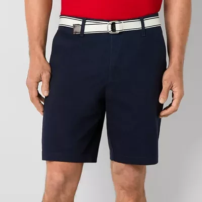 U.S. Polo Assn. Belted Flat Front 9" Mens Stretch Fabric Chino Short