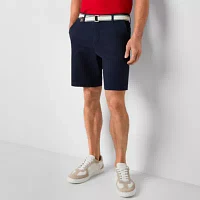 U.S. Polo Assn. Belted Flat Front 9" Mens Stretch Fabric Chino Short