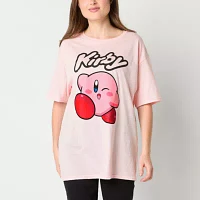 Juniors Kirby Oversized Womens Crew Neck Short Sleeve Graphic T-Shirt