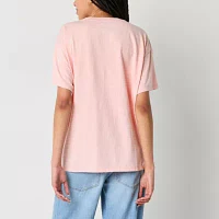 Juniors Minnie Mouse Strawberry Market Boyfriend Tee Womens Crew Neck Short Sleeve Graphic T-Shirt