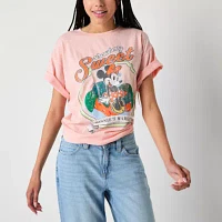 Juniors Minnie Mouse Strawberry Market Boyfriend Tee Womens Crew Neck Short Sleeve Graphic T-Shirt