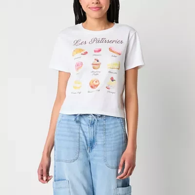 Juniors Les Patisseries French Pastries Semi Fit Tee Womens Crew Neck Short Sleeve Graphic T-Shirt